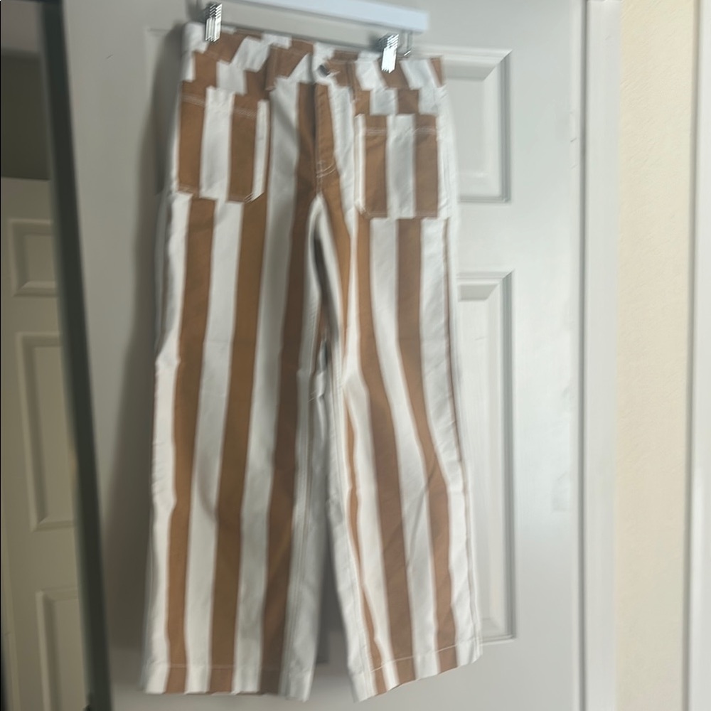 BDG White and Tan Striped Capris